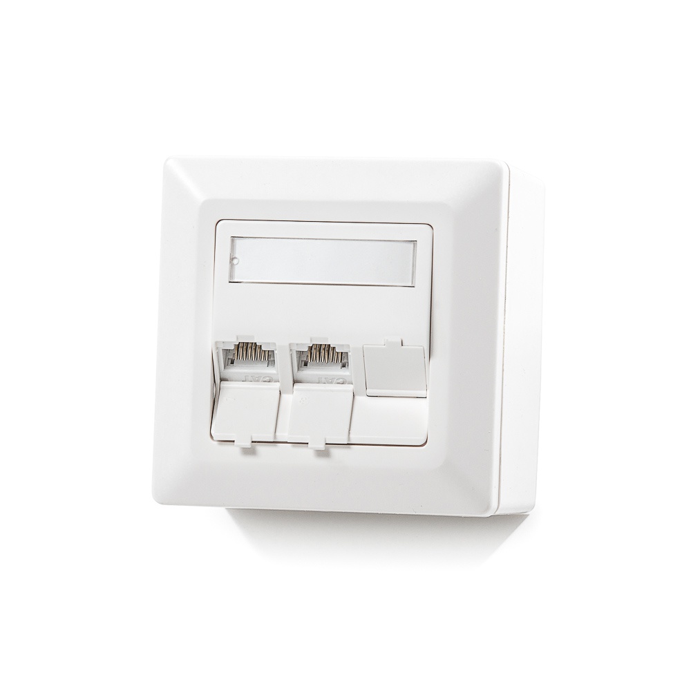 Zásuvka Modulo50, Category 6, 3xRJ45/u, povrchová, osadená